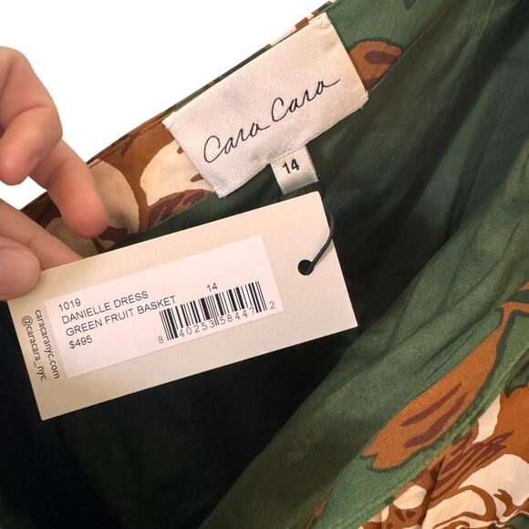 NWT Cara Cara Danielle One Shoulder Cotton Mini Dress Green Fruit Basket Size XL - Picture 9 of 15
